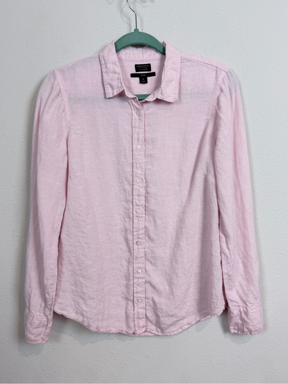 J. Crew Baird McNutt Slim Fit Light Pink Irish Linen Button-Down Shirt 6